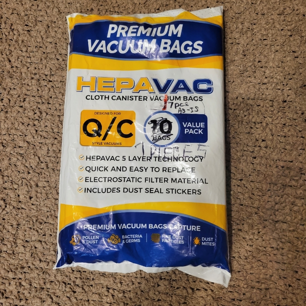 🔥🔥HP🔥🔥3-16-23🔥🔥HEPAVAC PREMIUM VACUUM BAGS Q/ C STYLE 7 PACK - Picture 2 of 3